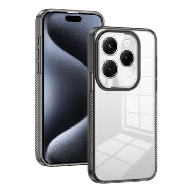 Imagem de Kukoufey Capa compatível com Tecno Spark 20 Pro 4G, compatível com Infinix Hot 40 Pro X6837 / Hot 40 X6836 PC acrílico rígido transparente capa protetora à prova de choque preta