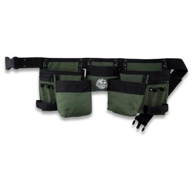 Imagem de GRAINTEX CD2159 Avental de ferramentas com 11 bolsos e acabamento verde escuro para construtores, eletricistas, encanadores, faz-tudo