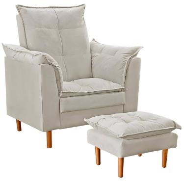 Imagem de Poltrona Decorativa Sala de Estar Quarto Leitura Azera Suede