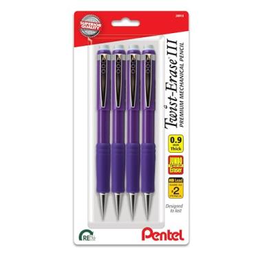 Imagem de Pentel Lapiseira Twist-Erase III, (0,9 mm), linha negrita, barril violeta, pacote com 4 (QE519BP4V)