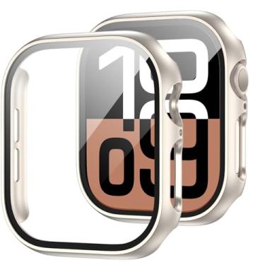 Imagem de Pacote com 2 capas com protetor de tela de vidro temperado para Apple Watch Series 11 (2025) Series 10 42 mm, JZK Slim Guard Bumper Cobertura Completa Hard PC Capa protetora HD ultrafina para iWatch