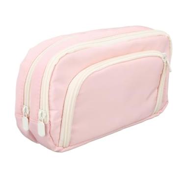 Imagem de Estojo Portátil de Grande Capacidade, Armazenamento Multiuso de Papelaria e Bolsa de Cosméticos para Escola, Viagens de Escritório e Casa (Rosa)