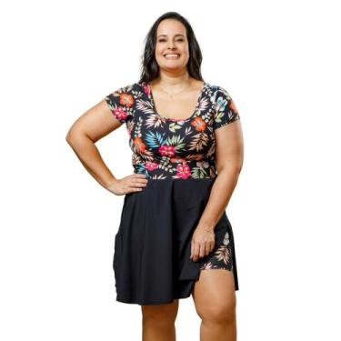 Imagem de Maiô Macaquinho Plus Size com Saída de Praia Evangélico Uv50+ Hidrogin