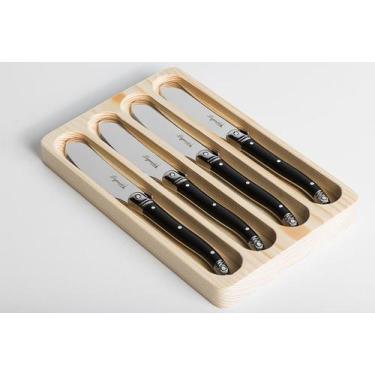 Imagem de Conjunto De 4 Facas Manteiga Laguiole La Tour Luxo - Preto, Preto
