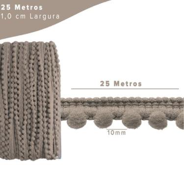Imagem de Fita Pompom Bege Areia 10mm Rolo Com 25 Metros - Nybc