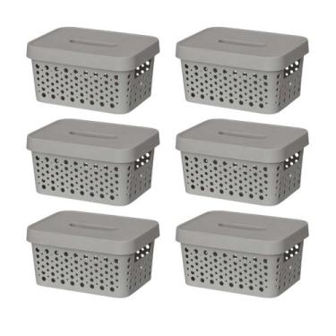 Imagem de Kit 6 Caixas Empilhável 2 Litros Organizador Design Moderno Armário Ve