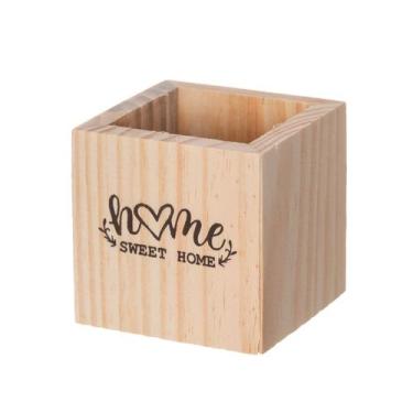 Imagem de Cachepot Madeira Pinus Frase Organização Decoração - Maryland Decor, H