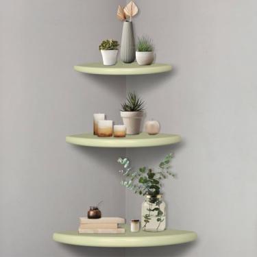 Imagem de KIAGA, Kit Prateleira de Canto de Parede Colorido em Mdf Laqueado Cor:AMARELO BAUNILHA;Tamanho:ÚNICO