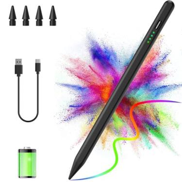 Imagem de Caneta Stylus para iPad 2018-2023 com rejeição de palma, caneta stylus magnética, lápis ativo para iPad 10/9/8/7/6 gerações, iPad Pro 11/32.8 cm, iPad Air 5/4/3 gerações, iPad Mini 6/5 geração (preto)