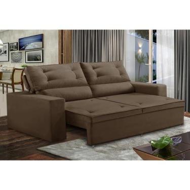 Imagem de Sofá Retrátil e Reclinável 3 lugares com Molas 1,80m Liara Suede Marro