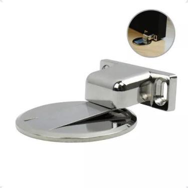 Imagem de Trava Portas Batedor Slim Adesivo Chão Magnético Cromado - Util e Prat