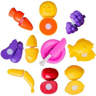 Imagem de Cartela de Frutinhas Legumes de Brinquedo Corta ao Meio Crec Crec Infa