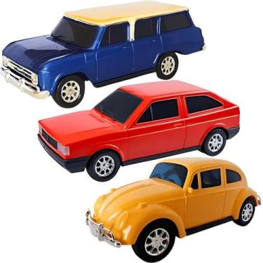Imagem de Kit Miniaturas Veraneio, Gol e Fusca - Brinquedos Colecionáveis para P