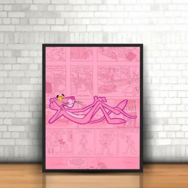 Imagem de Quadro Pantera Cor de Rosa Gibi Desenho com Moldura 30x40cm - PlimShop