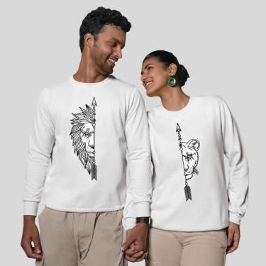 Imagem de Kit 2 Blusas Frio Moletom Careca Sem Capuz Casal Namorados Metade Amor