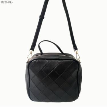 Imagem de Bolsa Feminina Mão / Transversal Estilo Bau 8826 - H2 Bolsas, Preto