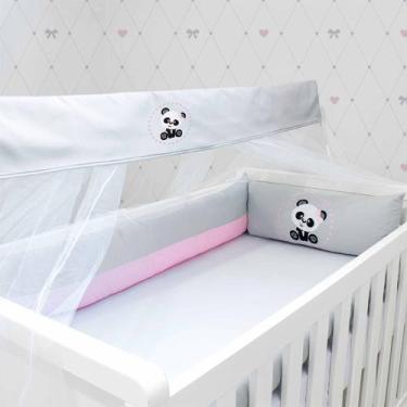 Imagem de Kit de Berço Coleção Light - 06 Peças - Bebê & Enxoval, Pandinha Rosa