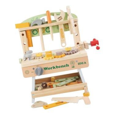 Imagem de YIJU Ferramenta de madeira Banco Crianças Repair Play Tool Set Pretend Play Role Play Game Brinquedo Educativo Crianças Workbench para 3 4 5 Year Old