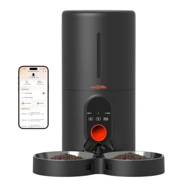 Imagem de WOPET Alimentador automático de gatos para 2 gatos, alimentador lento de 6L, 5G, WiFi, dispensador de ração para animais de estimação com controle de aplicativo, chamada de refeição 10s, fonte de