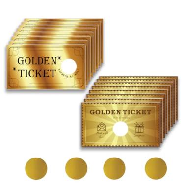 Imagem de PLIGREAT Pacote com 120 bilhetes dourados para raspar com adesivos, faça você mesmo, suas próprias raspadinhas, bilhetes de raspadinha, cartões de cupom DIY para pequenas empresas, férias, atividades