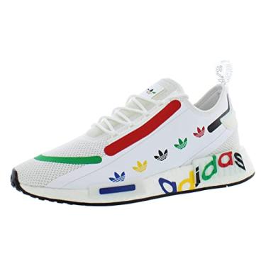 Imagem de adidas Originals NMD_r1 Stlt Primeknit Tênis de corrida masculino, Branco/Multi, 11.5