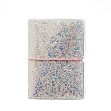 Imagem de Porta-cartão de crédito para mulheres, porta-cupons de cartão de fidelidade e organizador com 32 compartimentos para cartão, Glitter branco iridecente grosso, Porta-cartões de grande capacidade