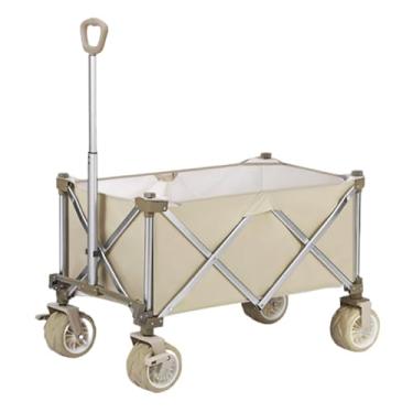 Imagem de carroça Carrinho de vagão portátil com rodas dobrável carrinho de jardim de acampamento para mercearia praia vagão com rodas removíveis 150kg/331lb dobrável