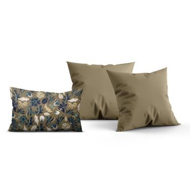 Imagem de Kit Almofadas Decorativas Estampada Retangular Marrom