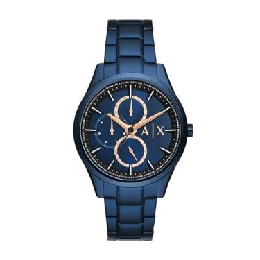 Imagem de Armani Exchange A|X Relógio masculino de aço inoxidável azul multifuncional (modelo: AX1881), Azul
