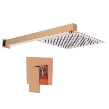 Imagem de Kit RoseGold Ducha Slim Gás+Acabamento Monocomando Base Deca