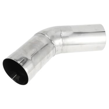 Imagem de Motoforti Tubo de escape de mandril de corte de 45 graus DIY personalizado carro modificado tubulação de tubo de escape 102 mm/4 OD 200 mm/8 comprimento T304 aço inoxidável prateado