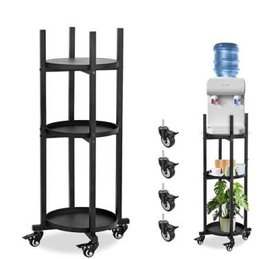 Imagem de Suporte para dispensador de água com rodas, suporte Beauty Star para jarro de água de 1 a 5 galões com suporte para plantas, suporte para bebidas, com 3 prateleiras redondas para filtro de água