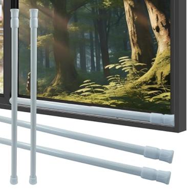 Imagem de Cionyce Barra de segurança para janela, pacote com 4 barras de segurança de janela ajustáveis barras de bloqueio de porta de vidro deslizante 40 cm - 69,8 cm, barra de trava de janela para crianças em