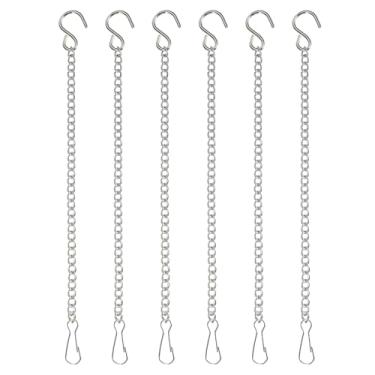 Imagem de PATIKIL Correntes para pendurar com gancho em S, 6 ganchos de plantas para alimentadores de pássaros, lanternas, sinos de vento, quadros-negros e ornamentos, prata