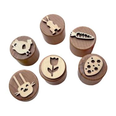 Imagem de UGPLM Carimbos de madeira selos de, brinquedos de aprendizagem, carimbos de cerâmica Art Craft Round para salas de aula Project Cartas de decoração, Páscoa