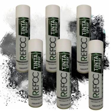 Imagem de Kit 6 Tinta Spray Metálica Uso Geral Preto e Branco 400ml - REFOC, Bra