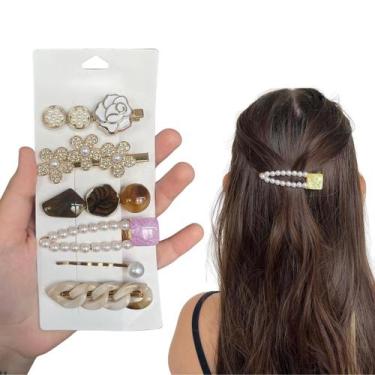 Imagem de 6 Presilha Clip Cabelo Pedras Strass Prendedor Grampo Penteado Festa -