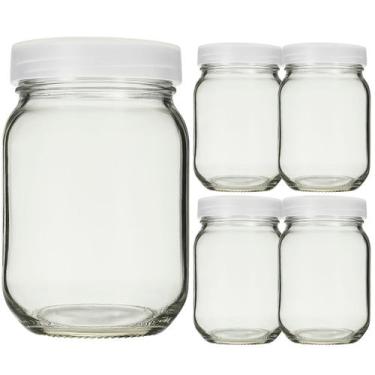 Imagem de Kit com 5 Potes de Vidro para Armazenar Leite Materno 200ml - Super Ma