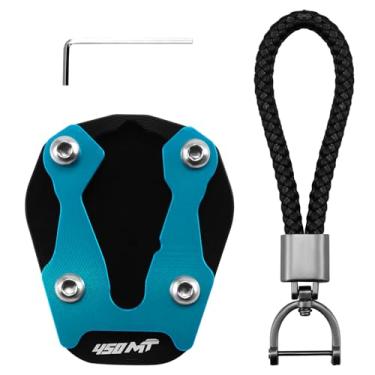 Imagem de XIDAODIT Para CFMOTO 450MT MT450 IBEX 450 MT 2023-2025 Placa de base de suporte de motocicleta e conjunto de chaveiro (preto + azul)