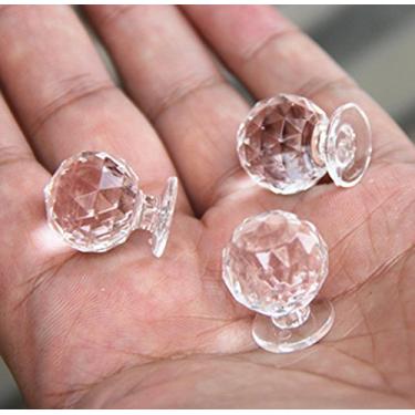 Imagem de Puxador de porta de diamante redondo transparente 18 x 21 mm puxadores de acrílico transparente puxadores de gaveta de armário de cozinha decoração de casa 10 peças