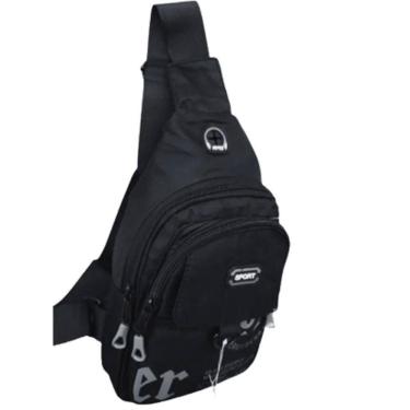 Imagem de Bolsa Mochila Bag Transversal Pochete Alça única Saída Usb Preto