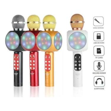 Imagem de Microfone Karaokê Recarregável Led Bluetooth - Kapbom