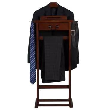 Imagem de Cabide De Madeira Com Gavetas, Suporte De Chão Para Cabides Com Sapateira E Cabideiro Frontal Para Calças Para Escritório Doméstico