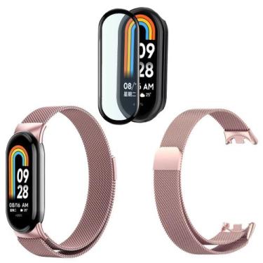 Imagem de Pulseira metal magnética para Xiaomi Mi Band 8 + pel. 3D - Genérica