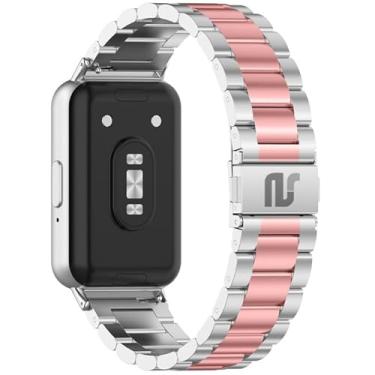 Imagem de Pulseiras NSmart magnética em aço inoxidável compativel com Galaxy Fit3 (Prata Rose Pink 3 elos, Fit3)