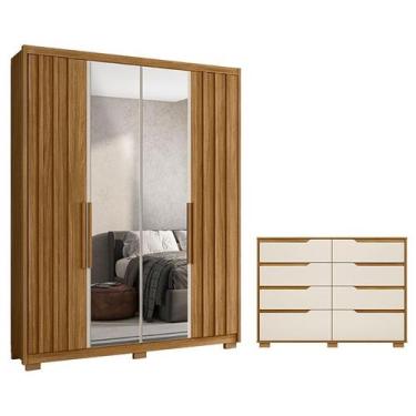 Imagem de Guarda Roupa Solteiro Califórnia e Cômoda Georgia Freijó Off White com