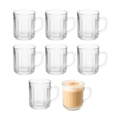 Imagem de Jogo 8 Caneca de Cappuccino Chocolate Quente Chá 300ml de Vidro Em Cas