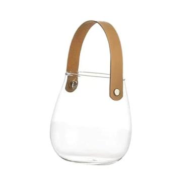 Imagem de Fenteer Jarra de armazenamento de vidro Jarra de cinto de cinto de flores Organizador de vaso de flor para quarto de mesa interno, Pequeno