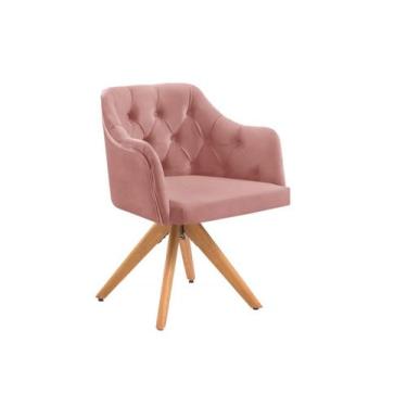 Imagem de Poltrona Decorativa 1 Lugar Zara Pe Madeira Unidecor, Rosa