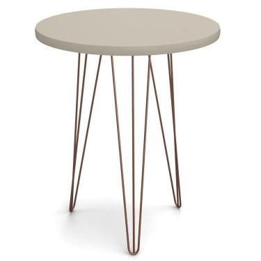 Imagem de Mesa Lateral Redonda Base Aço Evolution Off White - Patrimar